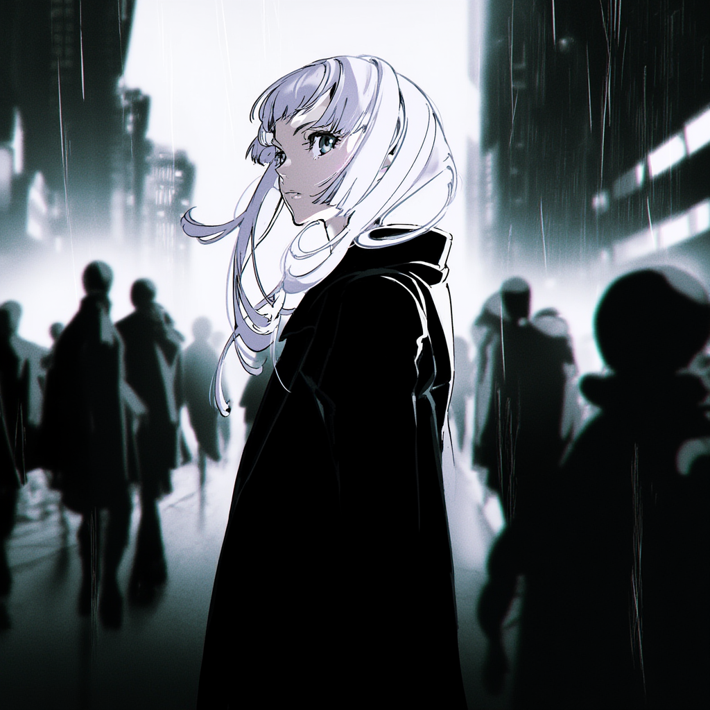 lineart, greyscale, yoneyama mai-1girl, solo, silver hair, white hair,.png